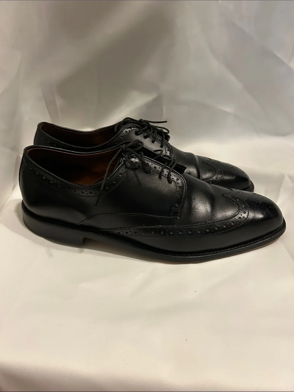 Allen Edmonds Bel Air Baroque Sleek Black Leather Wingtip Formal Dress Shoes 10